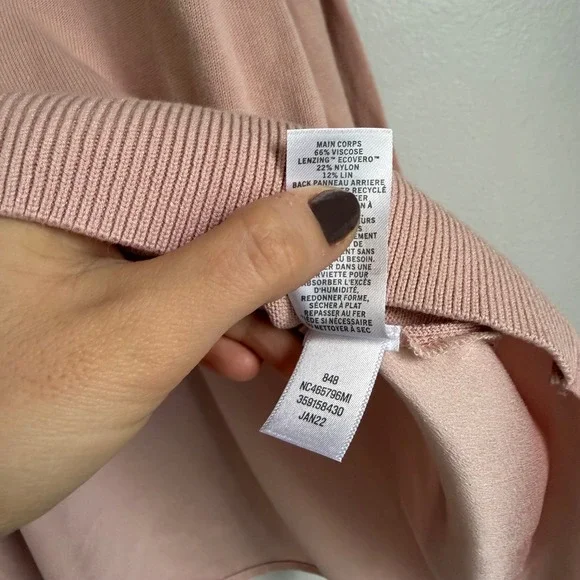 Nordstrom Womens S Blush Pink Linen Blend Knit Sweater Spring Lightweight Modest - Picture 4 of 9